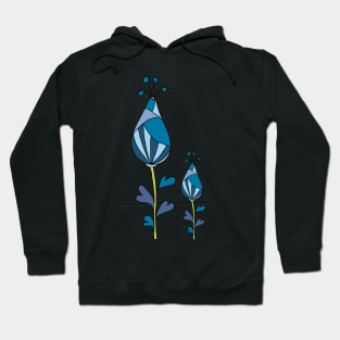 blue decorative flowers Hoodie